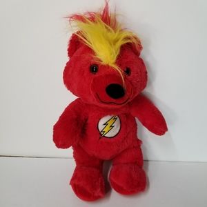 Six Flags The Flash Teddy Bear Plush Red Yellow‎ Stuffed Animal Superhero 18 in